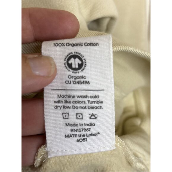 Mate The Label Organic Fleece Half Zip Sweatshirt Bone NWT Large - Picture 9 of 10
